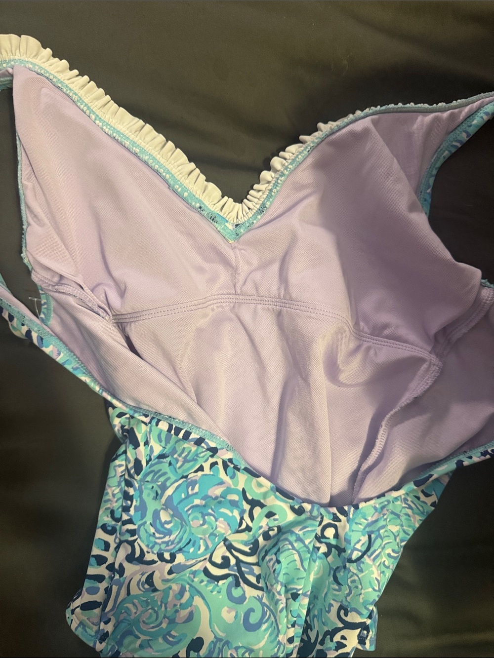 Lilly Pulitzer Turquoise Navy Floral One-Piece Swimsuit - Picture 7 of 8